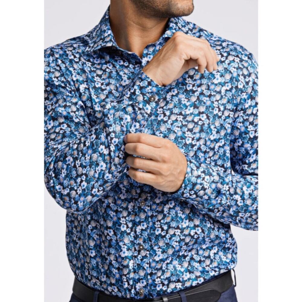 Lindbergh AOP Black Technical floral detail button down mens dress size XL NWT